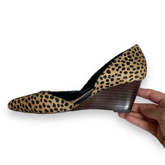 Sole Society | Womens D’Orsay Cheetah Print Fur Wedges | Size 5.5 - Picture 5 of 12